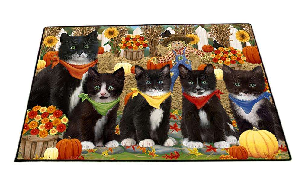 Harvest Time Festival Day Tuxedo Cats Floormat FLMS51639
