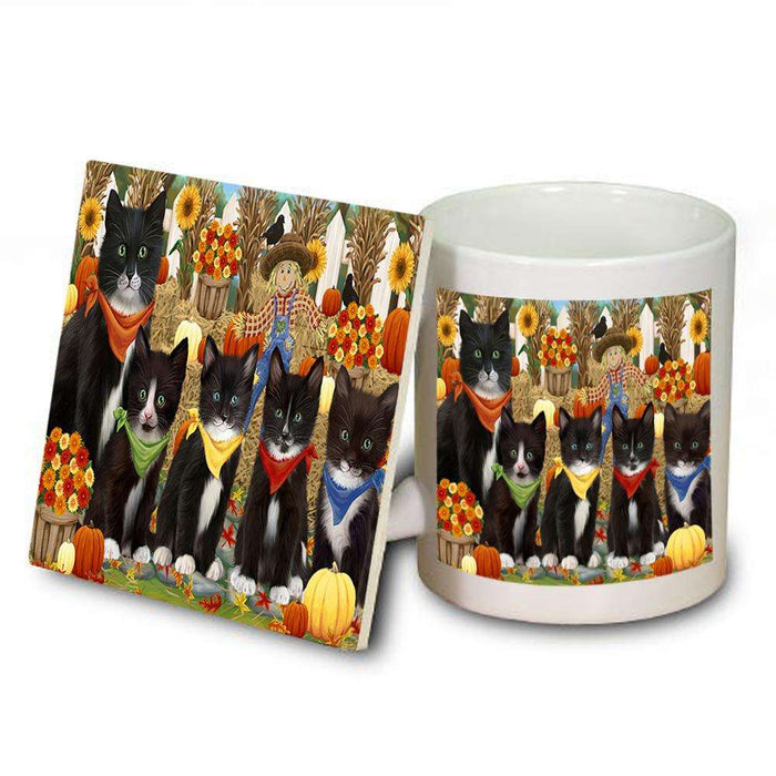 Harvest Time Festival Day Tuxedo Cats Mug and Coaster Set MUC52371