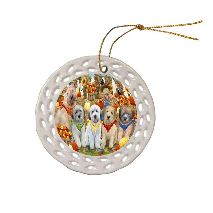 Harvest Time Festival Day Wheaten Terriers Dog Ceramic Doily Ornament DPOR52380