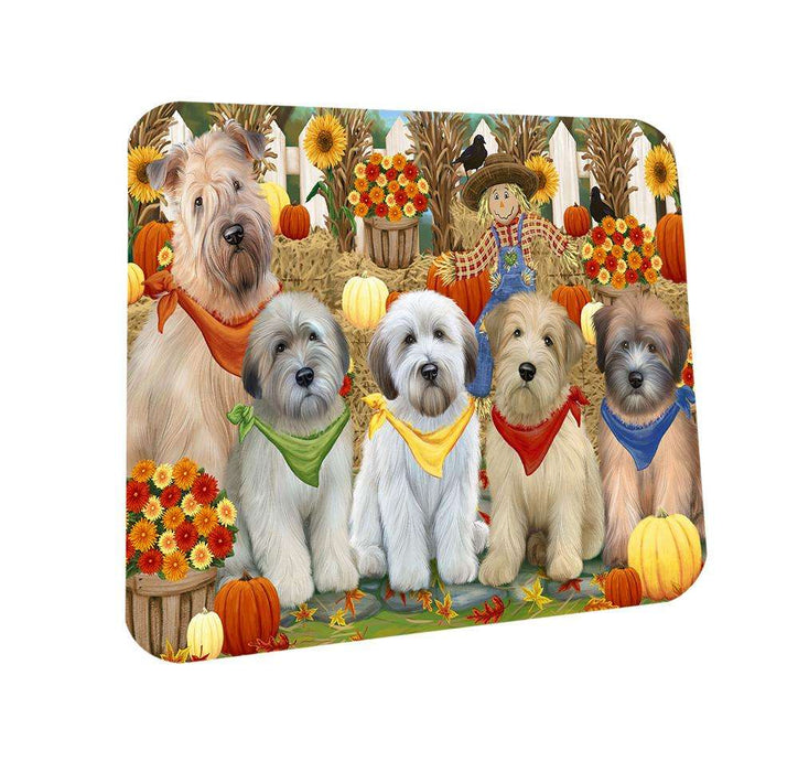 Harvest Time Festival Day Wheaten Terriers Dog Coasters Set of 4 CST52339