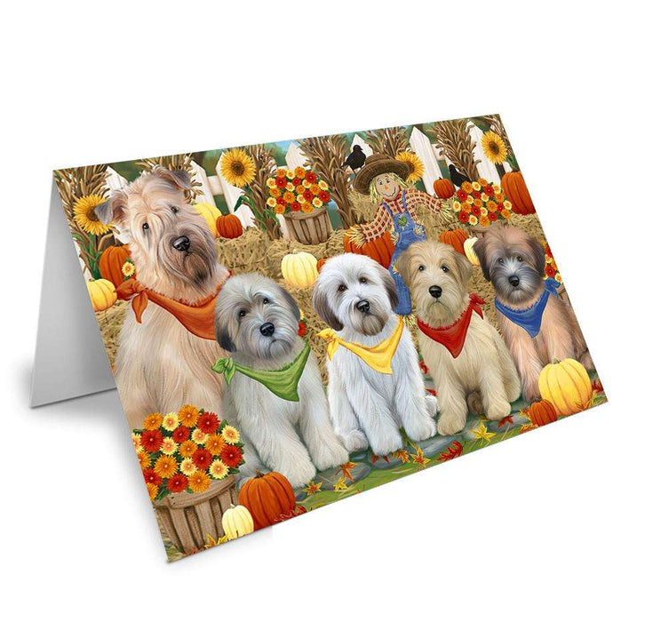 Harvest Time Festival Day Wheaten Terriers Dog Handmade Artwork Assorted Pets Greeting Cards and Note Cards with Envelopes for All Occasions and Holiday Seasons GCD61169