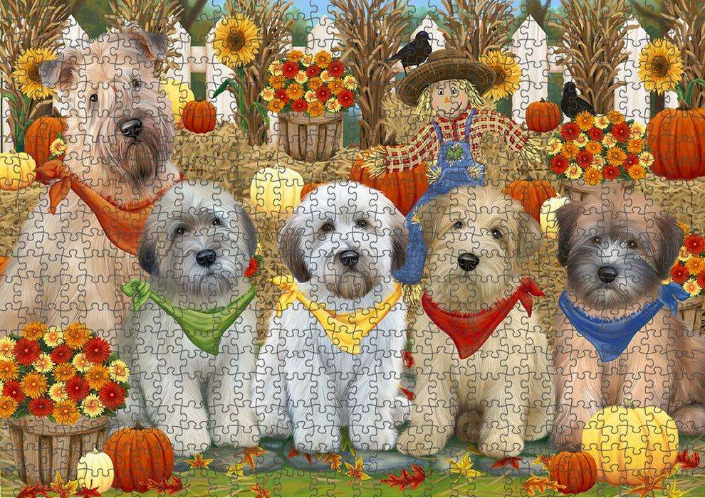 Harvest Time Festival Day Wheaten Terriers Dog Puzzle with Photo Tin PUZL61071