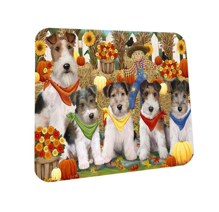 Harvest Time Festival Day Wire Fox Terriers Dog Coasters Set of 4 CST52340