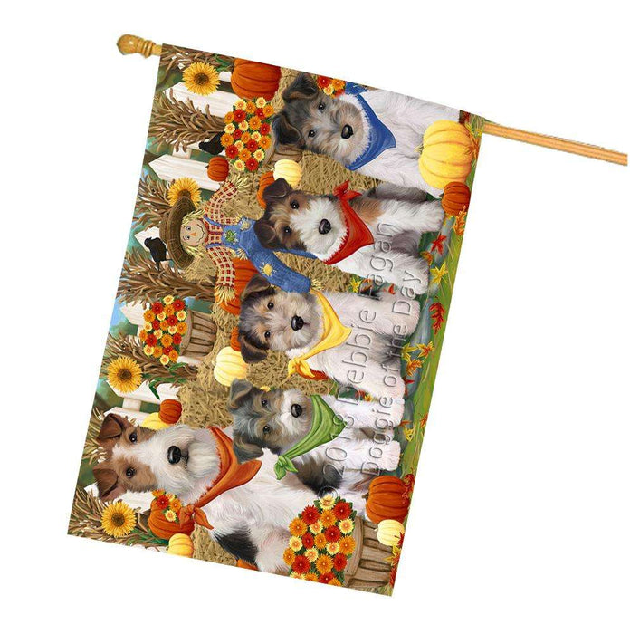 Harvest Time Festival Day Wire Fox Terriers Dog House Flag FLG52462