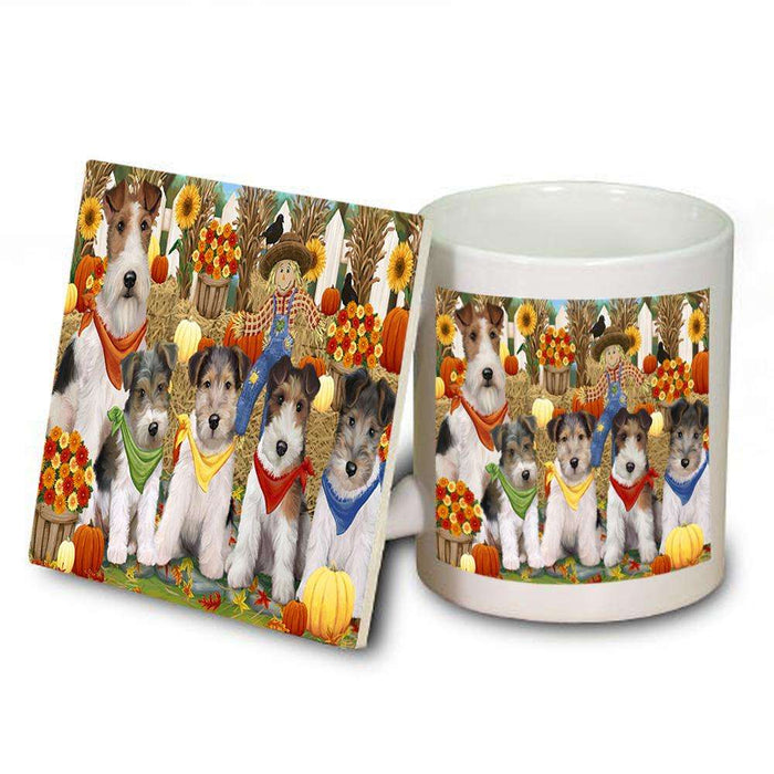 Harvest Time Festival Day Wire Fox Terriers Dog Mug and Coaster Set MUC52373