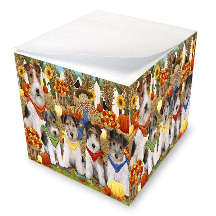 Harvest Time Festival Day Wire Fox Terriers Dog Note Cube NOC52381