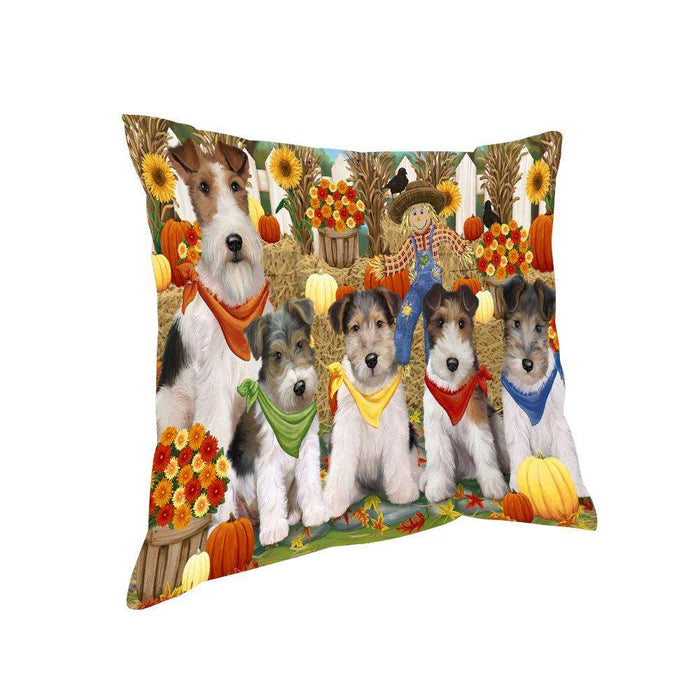 Harvest Time Festival Day Wire Fox Terriers Dog Pillow PIL65680