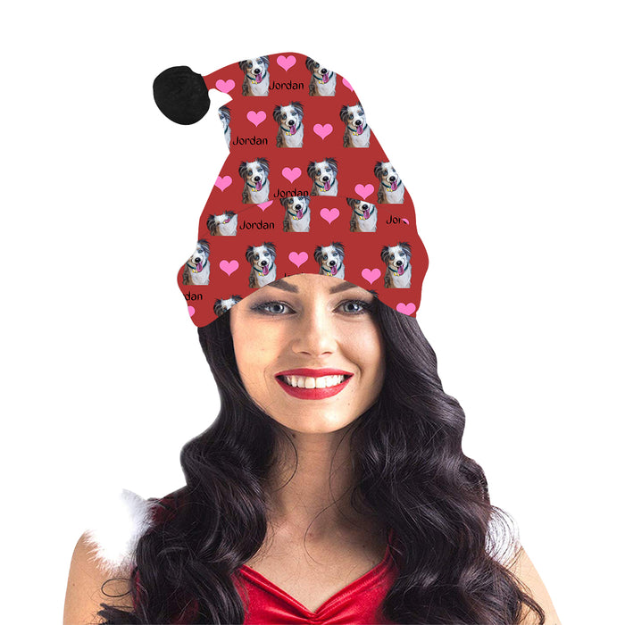 Custom Add Your Photo Here PET Dog Cat Photos on Santa Hat