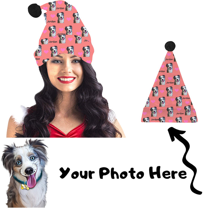 Custom Add Your Photo Here PET Dog Cat Photos on Santa Hat