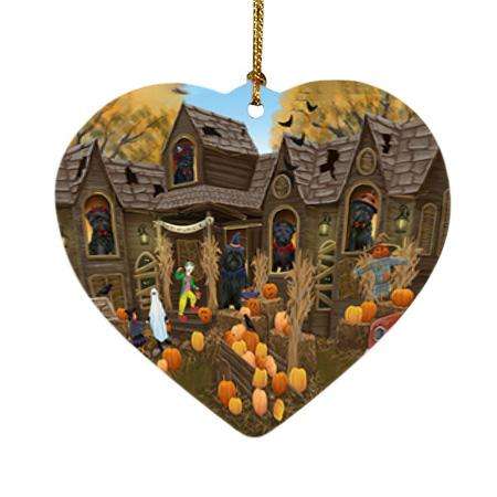 Haunted House Halloween Trick or Treat Affenpinschers Dog Heart Christmas Ornament HPOR52825