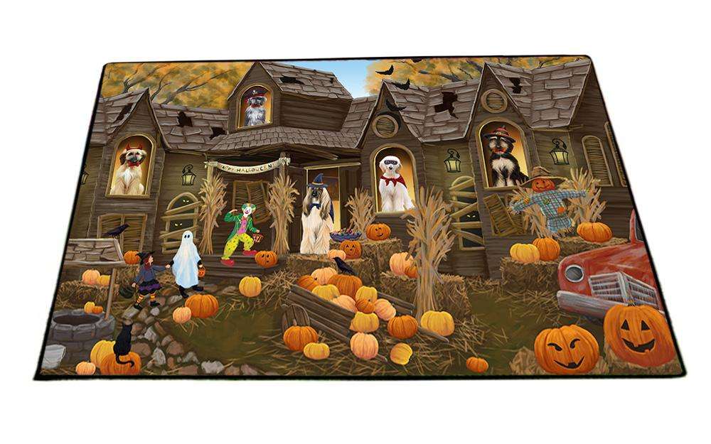 Haunted House Halloween Trick or Treat Afghan Hounds Dog Floormat FLMS52005