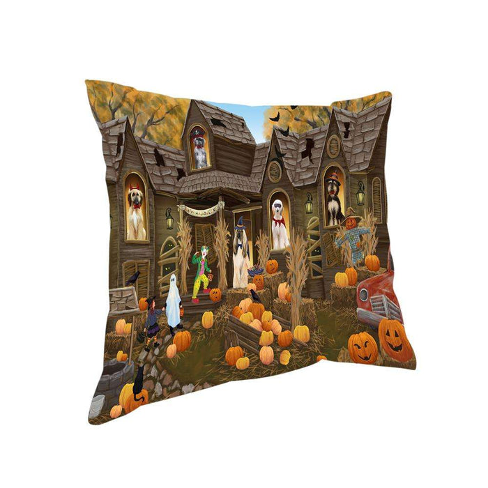 Haunted House Halloween Trick or Treat Afghan Hounds Dog Pillow PIL67928