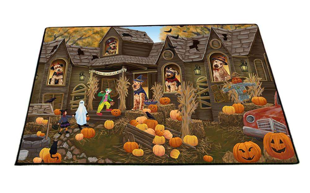 Haunted House Halloween Trick or Treat Airedale Terriers Dog Floormat FLMS52008