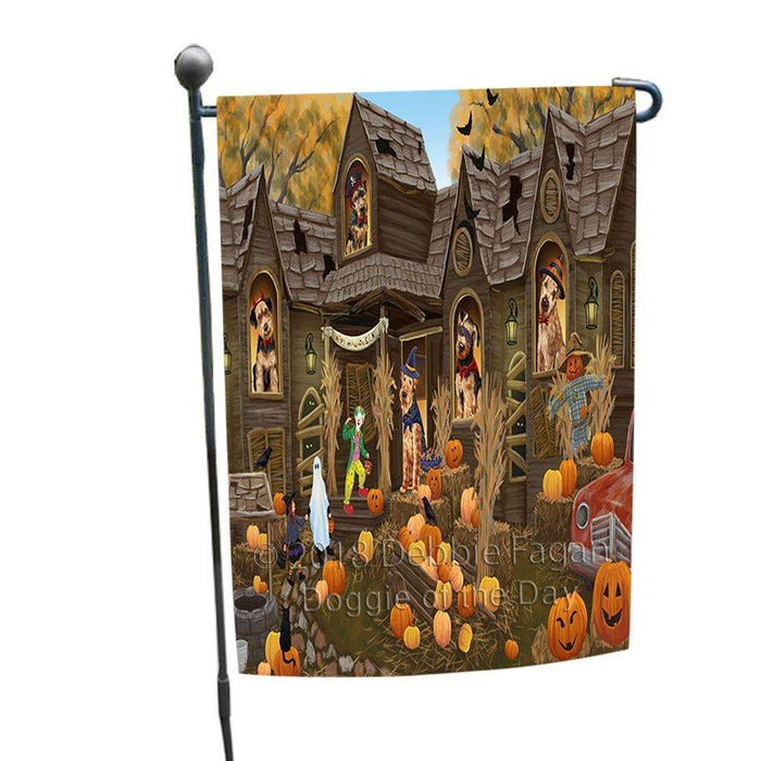 Haunted House Halloween Trick or Treat Airedale Terriers Dog Garden Flag GFLG52889