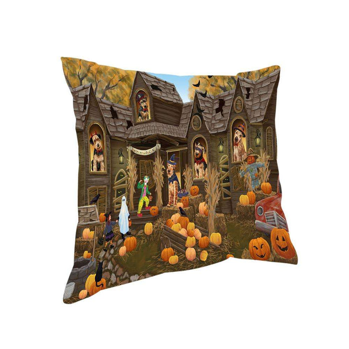 Haunted House Halloween Trick or Treat Airedale Terriers Dog Pillow PIL67932