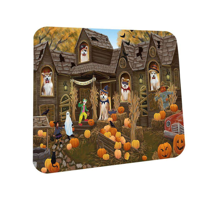 Haunted House Halloween Trick or Treat Akitas Dog Coasters Set of 4 CST52787