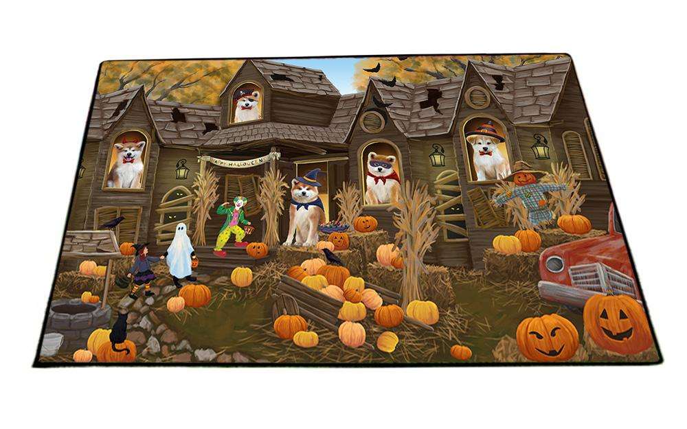 Haunted House Halloween Trick or Treat Akitas Dog Floormat FLMS52011
