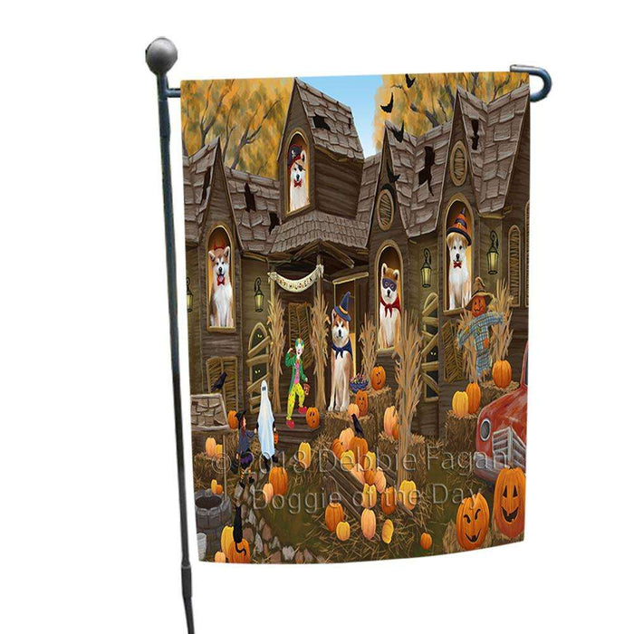 Haunted House Halloween Trick or Treat Akitas Dog Garden Flag GFLG52890