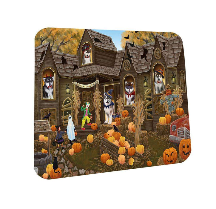 Haunted House Halloween Trick or Treat Alaskan Malamutes Dog Coasters Set of 4 CST52788