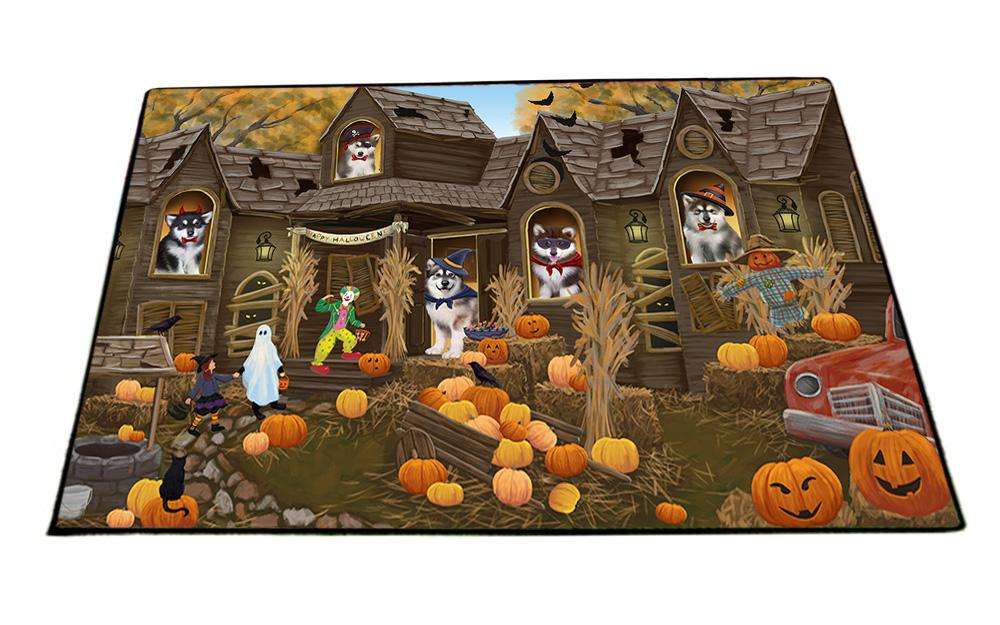 Haunted House Halloween Trick or Treat Alaskan Malamutes Dog Floormat FLMS52014