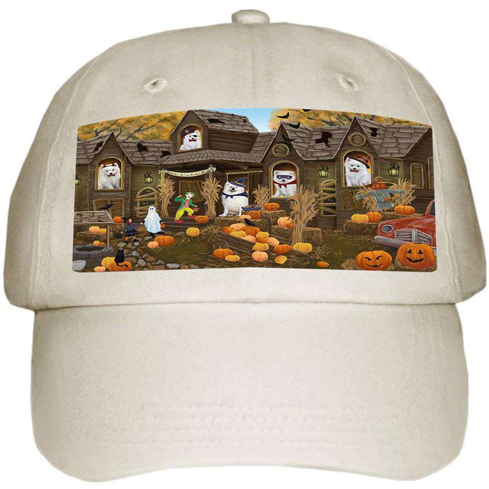 Haunted House Halloween Trick or Treat American Eskimos Dog Ball Hat Cap HAT62223