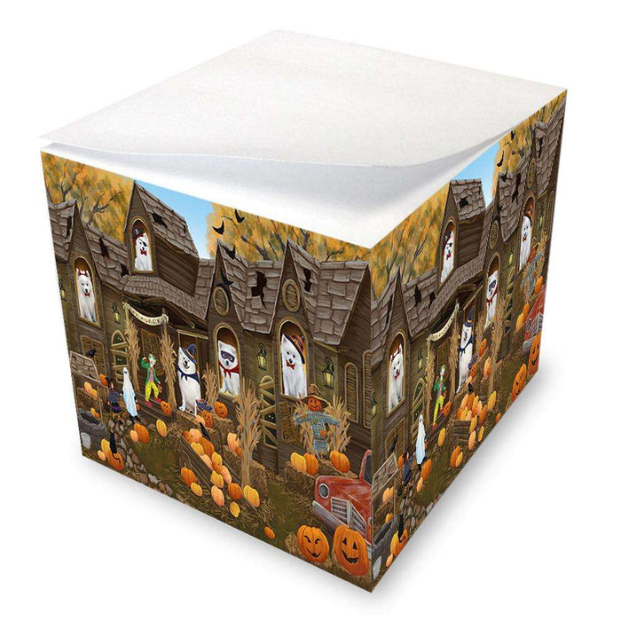 Haunted House Halloween Trick or Treat American Eskimos Dog Note Cube NOC52830