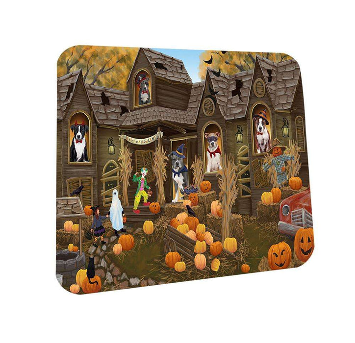 Haunted House Halloween Trick or Treat American Staffordshire Terriers Dog Coasters Set of 4 CST52790