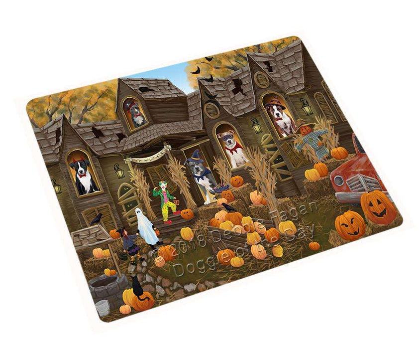 Haunted House Halloween Trick Or Treat American Staffordshire Terriers Dog Magnet Mini (3.5" x 2") MAG62937