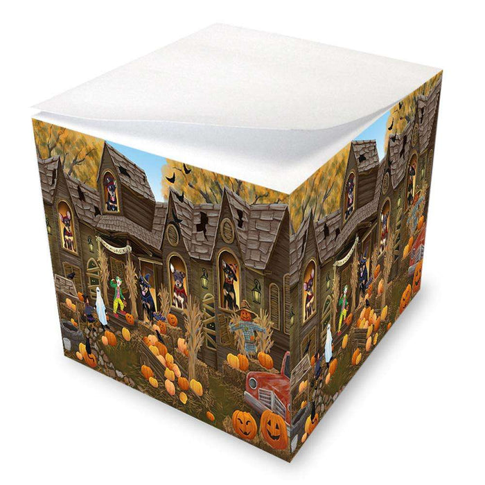 Haunted House Halloween Trick or Treat Australian Kelpies Dog Note Cube NOC52834