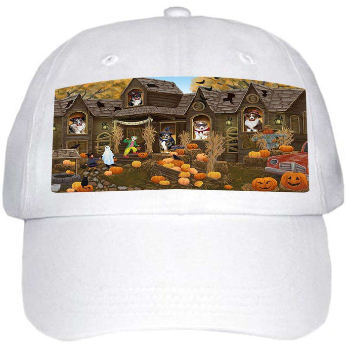 Haunted House Halloween Trick or Treat Australian Shepherds Dog Ball Hat Cap HAT62238