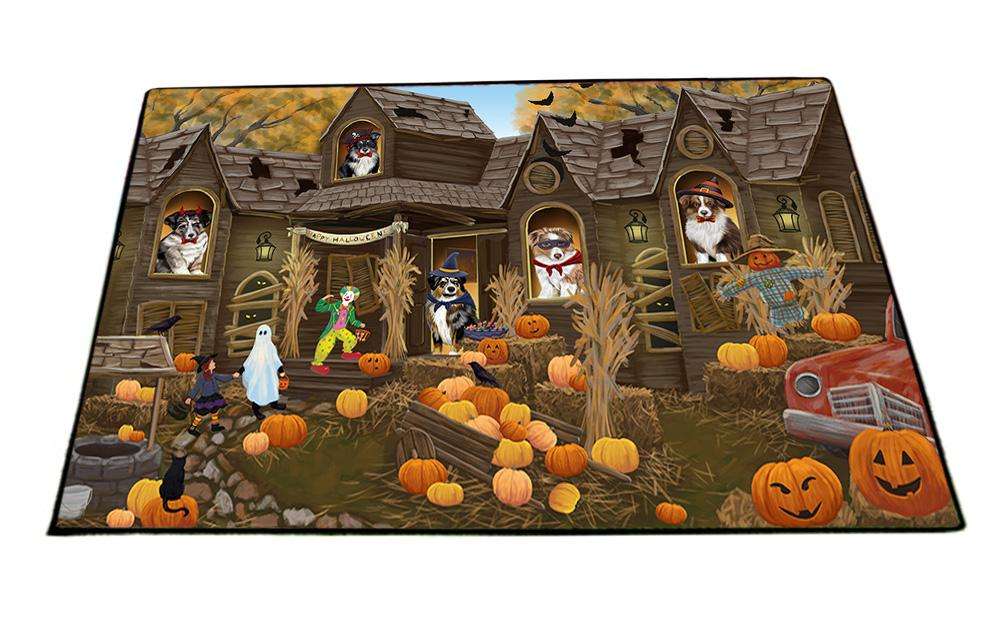 Haunted House Halloween Trick or Treat Australian Shepherds Dog Floormat FLMS52032