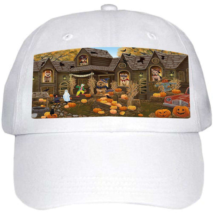 Haunted House Halloween Trick or Treat Australian Terriers Dog Ball Hat Cap HAT62241