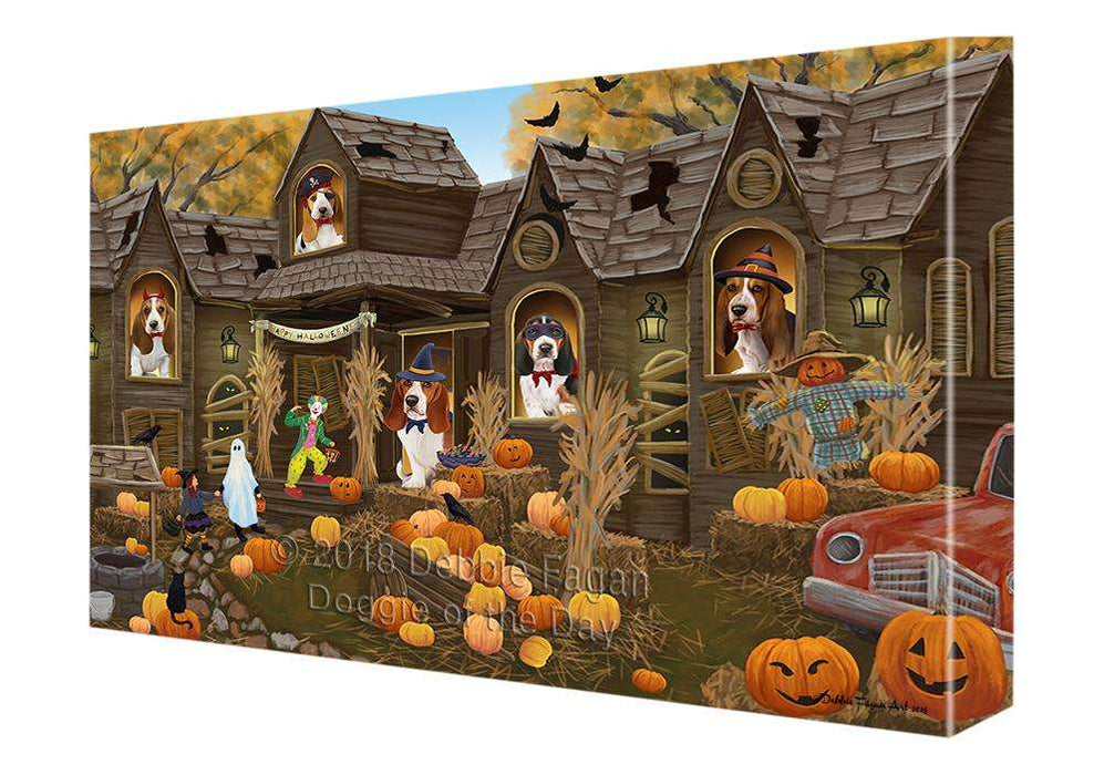 Haunted House Halloween Trick or Treat Basset Hounds Dog Canvas Print Wall Art Décor CVS93383