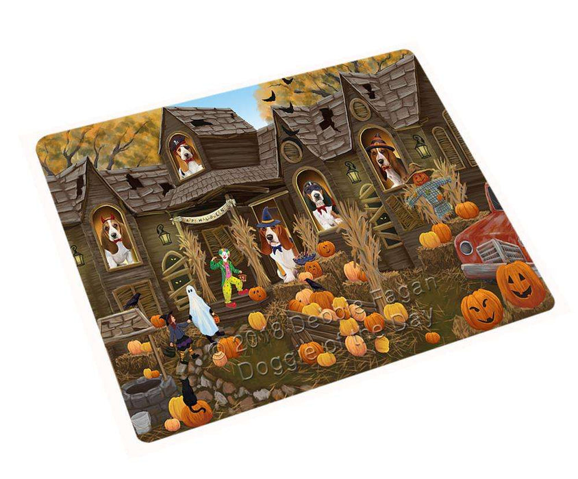 Haunted House Halloween Trick Or Treat Basset Hounds Dog Magnet Mini (3.5" x 2") MAG62955