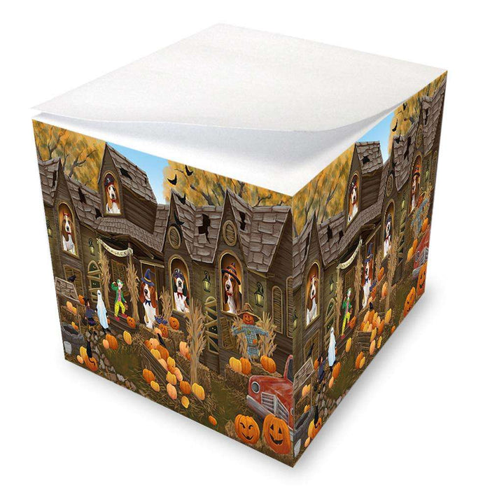 Haunted House Halloween Trick or Treat Basset Hounds Dog Note Cube NOC52837