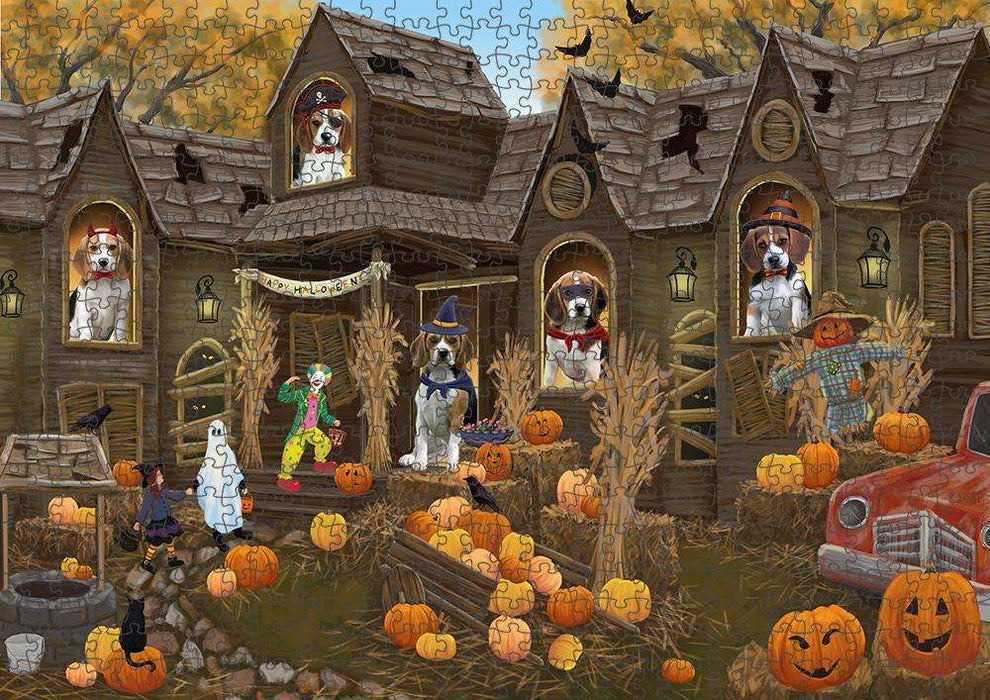 Haunted House Halloween Trick or Treat Beagles Dog Puzzle with Photo Tin PUZL62926