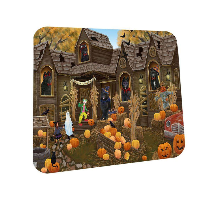 Haunted House Halloween Trick or Treat Belgian Shepherds Dog Coasters Set of 4 CST52798