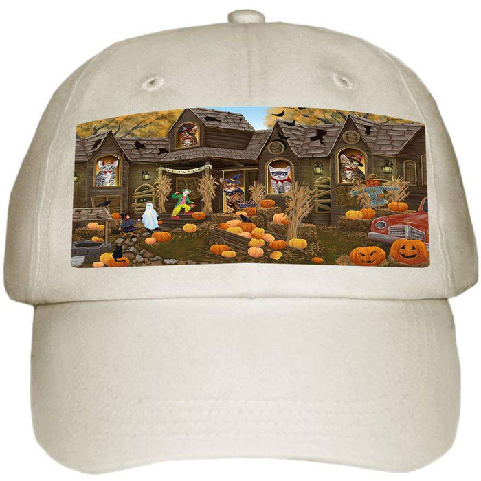 Haunted House Halloween Trick or Treat Bengal Cats Ball Hat Cap HAT62253