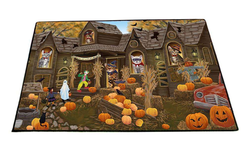 Haunted House Halloween Trick or Treat Bengal Cats Floormat FLMS52047