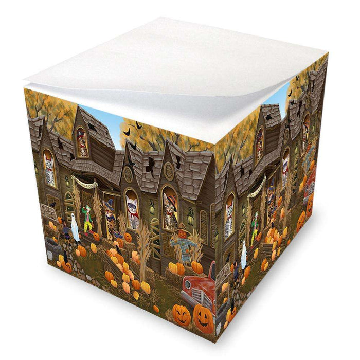 Haunted House Halloween Trick or Treat Bengal Cats Note Cube NOC52840