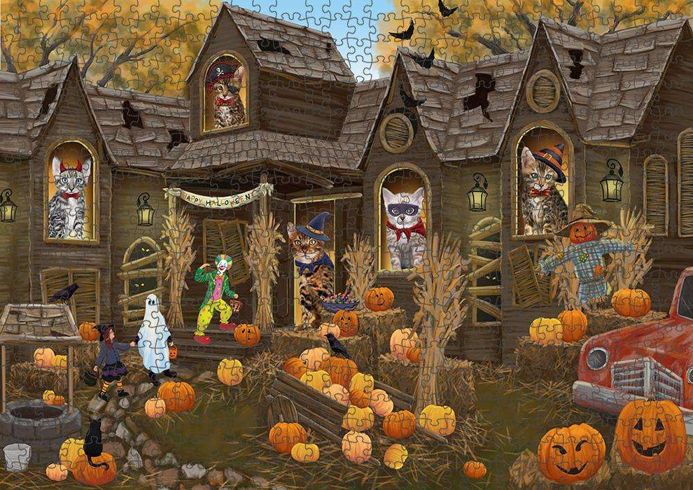 Haunted House Halloween Trick or Treat Bengal Cats Puzzle with Photo Tin PUZL62934