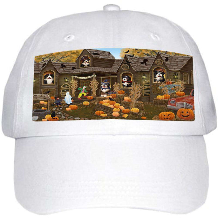 Haunted House Halloween Trick or Treat Bernedoodles Dog Ball Hat Cap HAT62256