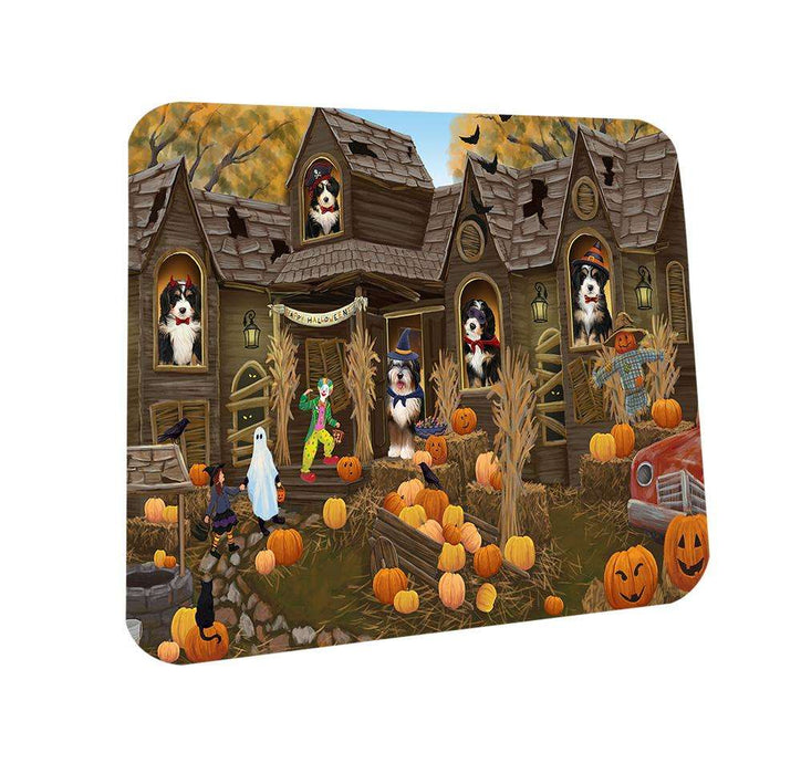 Haunted House Halloween Trick or Treat Bernedoodles Dog Coasters Set of 4 CST52800