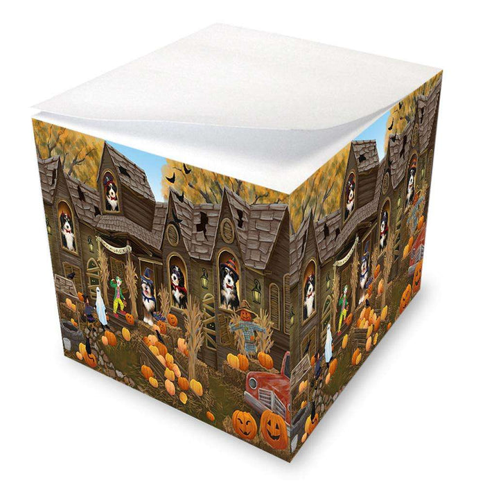 Haunted House Halloween Trick or Treat Bernedoodles Dog Note Cube NOC52841