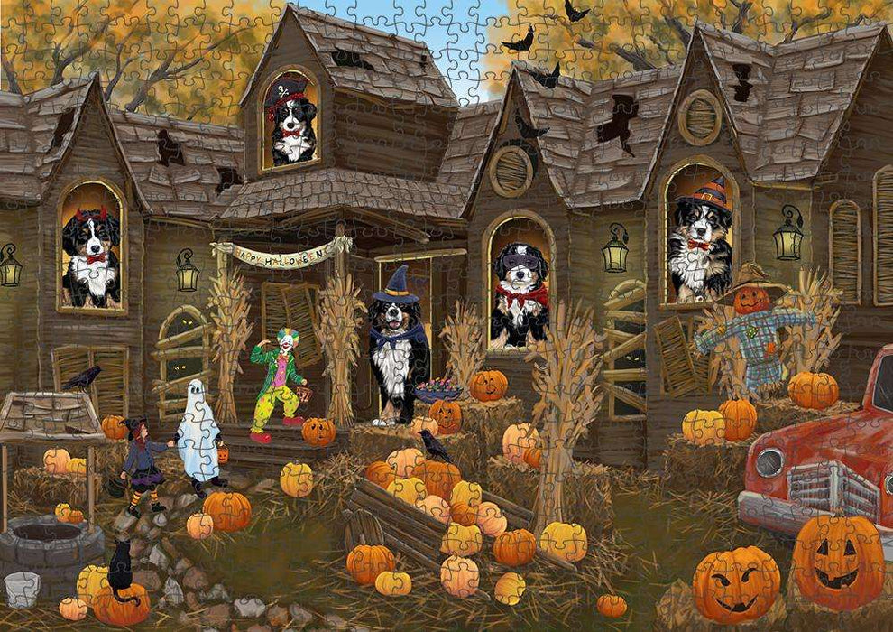 Haunted House Halloween Trick or Treat Bernese Mountain Dogs Puzzle with Photo Tin PUZL62942