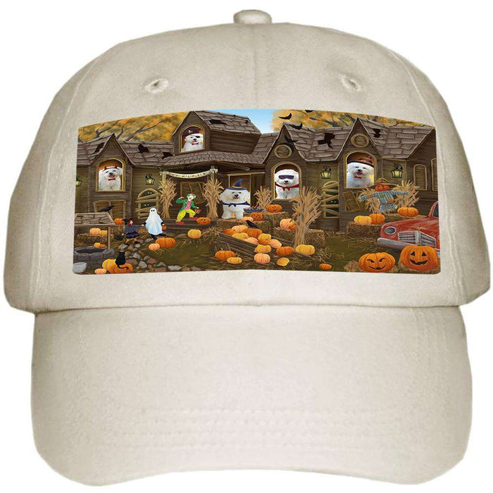 Haunted House Halloween Trick or Treat Bichon Frises Dog Ball Hat Cap HAT62262