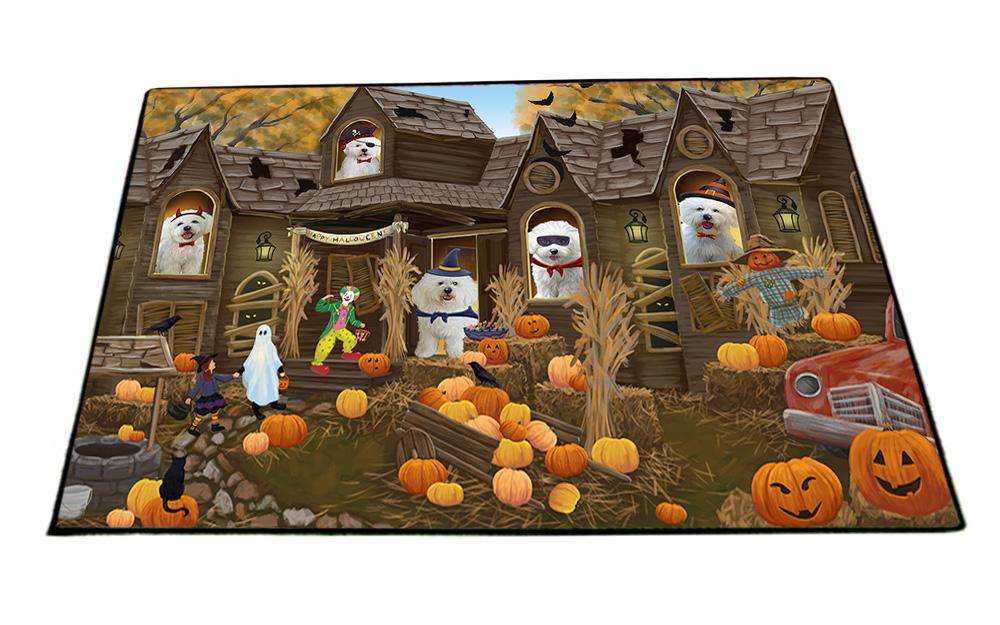 Haunted House Halloween Trick or Treat Bichon Frises Dog Floormat FLMS52056