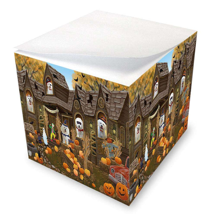 Haunted House Halloween Trick or Treat Bichon Frises Dog Note Cube NOC52843
