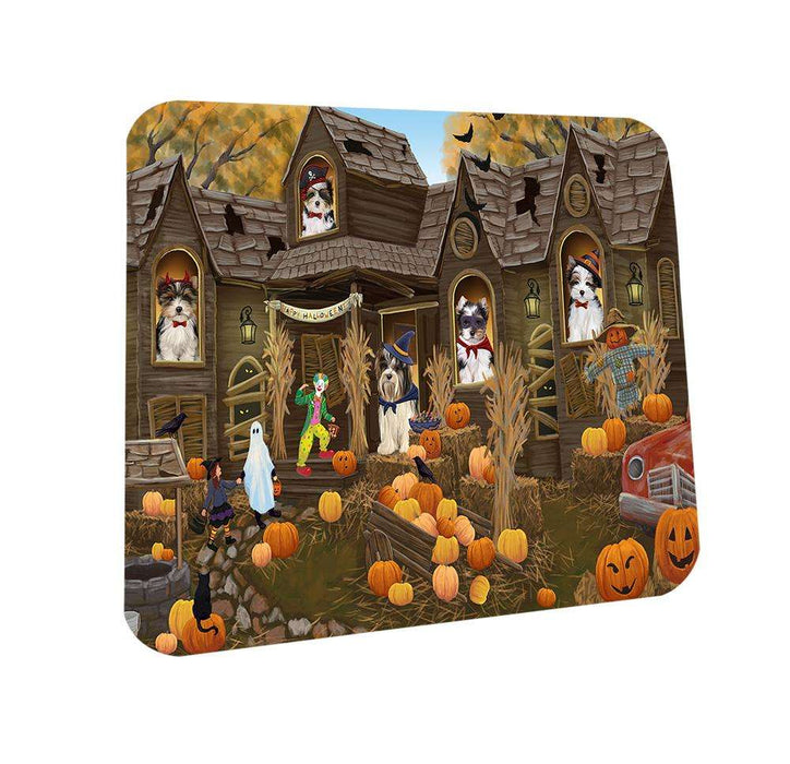 Haunted House Halloween Trick or Treat Biewer Terriers Dog Coasters Set of 4 CST52803