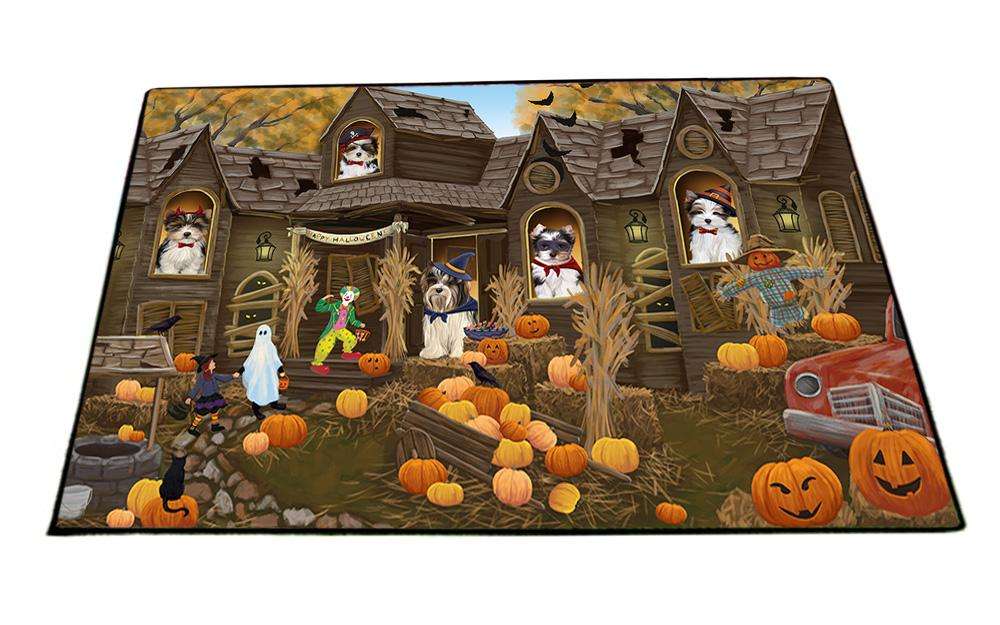 Haunted House Halloween Trick or Treat Biewer Terriers Dog Floormat FLMS52059